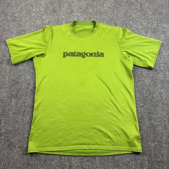 PATAGONIA Mens Green Short Sleeve Athletic Logo Shirt size: Medium - Picture 1 of 10